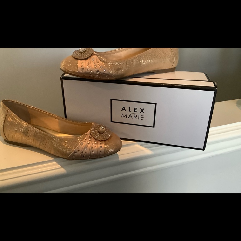 Alex Marie gold with embellishments flats
